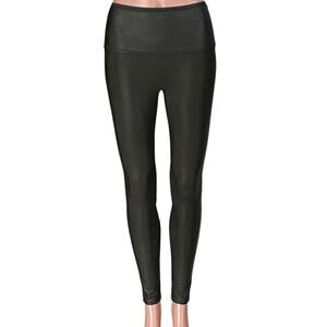 SPANX Coated Nylon Sexy Leggings Faux Leather High Waist Pants ~ Women's LARGE